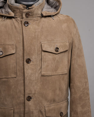 Gimos Hooded Suede Safari Jacket Taupe 12 5136