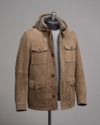 Gimos Hooded Suede Safari Jacket Taupe 3 5132