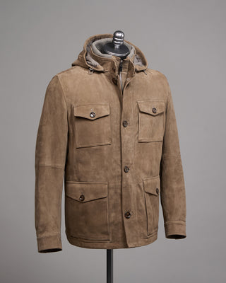 Gimos Hooded Suede Safari Jacket Taupe 6 5139