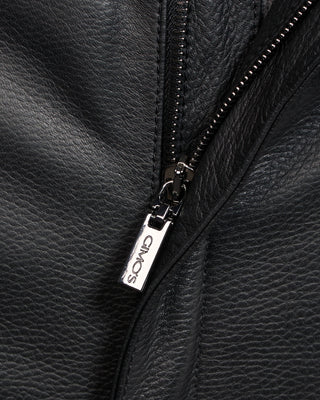 Gimos Pebbled Lamb Nappa Leather Hooded Jacket Black 6 5119