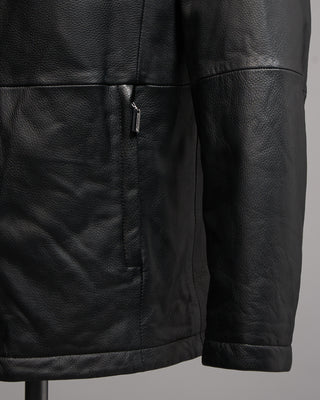 Gimos Pebbled Lamb Nappa Leather Hooded Jacket Black 7 5118