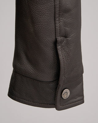 Gimos Pebbled Lamb Nappa Leather Bomber Jacket Brown 10 5149