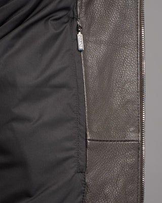 Gimos Pebbled Lamb Nappa Leather Bomber Jacket Brown 12 5147