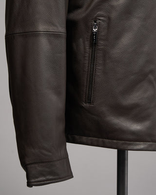 Gimos Pebbled Lamb Nappa Leather Bomber Jacket Brown 6 5146