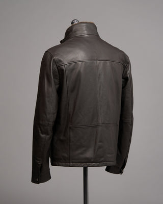Gimos Pebbled Lamb Nappa Leather Bomber Jacket Brown 9 5150
