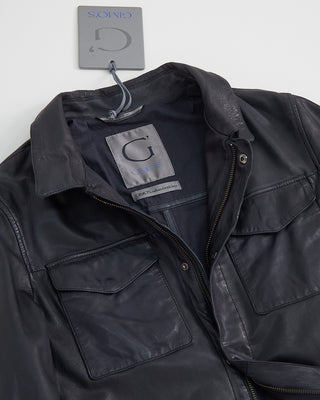 Gimos Nappa Leather Shirt Jacket Navy 1 1