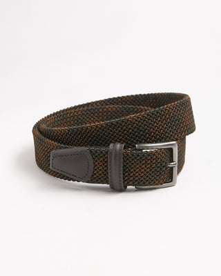 Andersons Braided Stretch Tonal Check Belt Olive  Brown 895