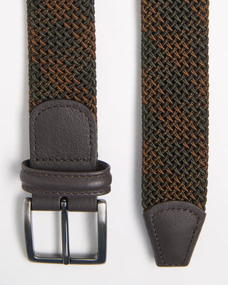 Andersons Braided Stretch Tonal Check Belt Olive  Brown 898
