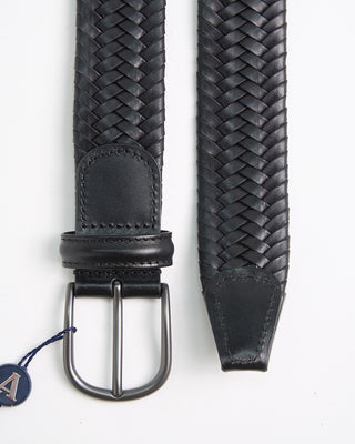 Andersons Stretch Leather Braided Dress Belt Black 1