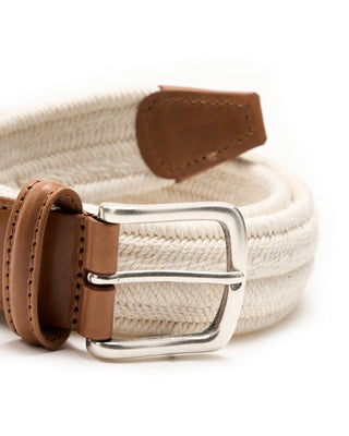 Andersons Solid Stretch Braided Belt Ivory 3 5622