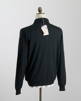 Elegant Stand-Up Collar Long Sleeve Fine Merino Polo