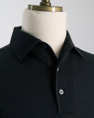 Elegant Stand-Up Collar Long Sleeve Fine Merino Polo