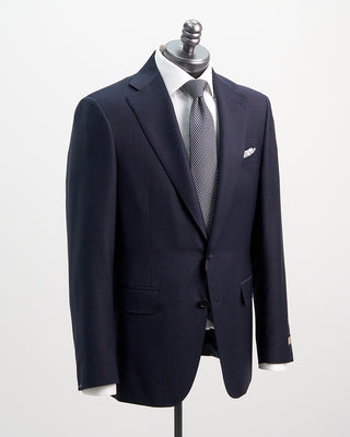 Canali Tonal Prince Of Wales Super 130s Navy Suit Navy 