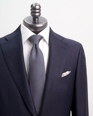 Canali Tonal Prince Of Wales Super 130s Navy Suit Navy  1