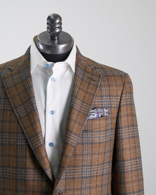 Canali Wool  Silk Elegant Plaid Soft Constructed Kei Jacket Camel 1331