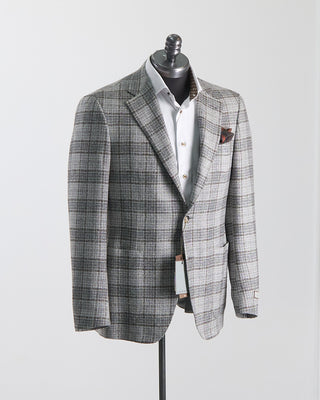 Canali Winter White Check Soft Construced Kei Jacket Grey 2561
