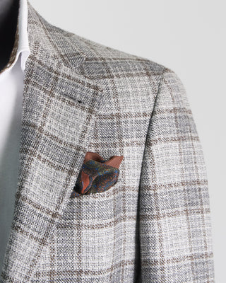 Canali Winter White Check Soft Construced Kei Jacket Grey 2564