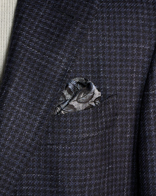 Canali Wool Silk  Linen Hopsack Gingham Soft Kei Jacket Blue  Black 5 6516