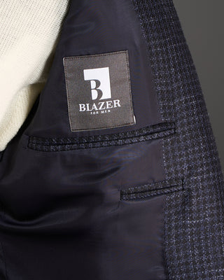 Canali Wool Silk  Linen Hopsack Gingham Soft Kei Jacket Blue  Black 9 6521