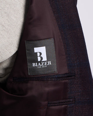 Canali Navy Check Wool Silk  Cashmere Soft Kei Jacket Eggplant 15 2181