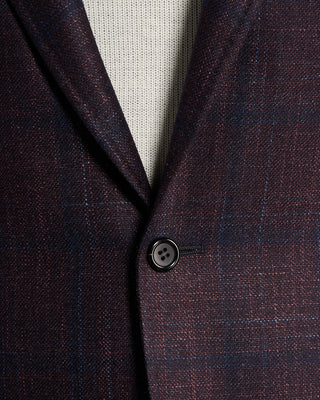 Canali Navy Check Wool Silk  Cashmere Soft Kei Jacket Eggplant 3 6507