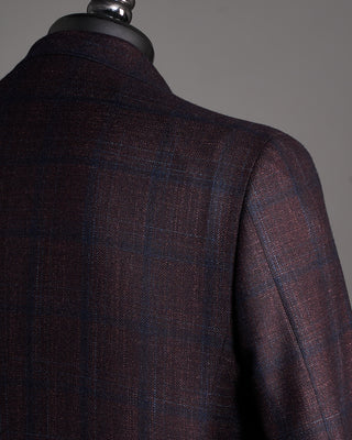 Canali Navy Check Wool Silk  Cashmere Soft Kei Jacket Eggplant 6 6509