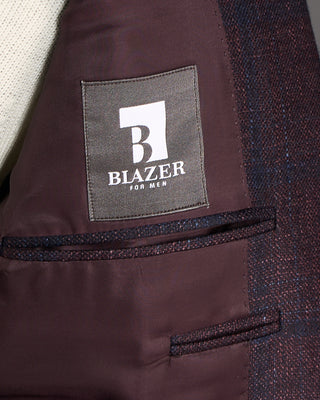 Canali Navy Check Wool Silk  Cashmere Soft Kei Jacket Eggplant 7 6511