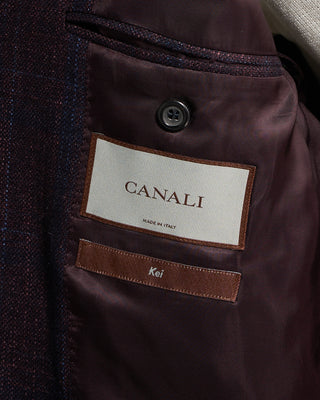 Canali Navy Check Wool Silk  Cashmere Soft Kei Jacket Eggplant 8 6510