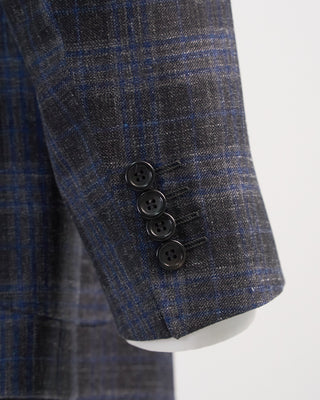 Canali Wool Silk  Linen Summertime Check Sport Jacket Blue  Black 1 6