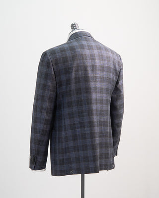Canali Wool Silk  Linen Summertime Check Sport Jacket Blue  Black 1 7