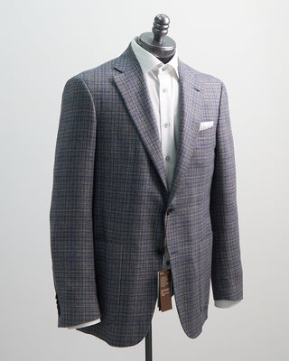 Canali Silk  Wool Elegant Melange Sport Jacket Navy  Brown 1