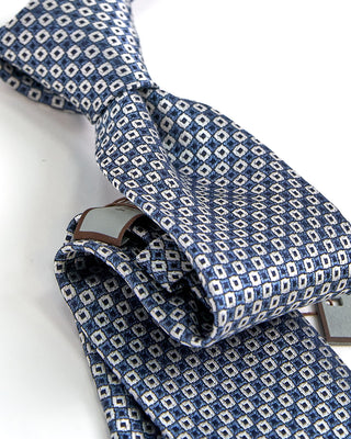 Canali Neat Squares Jacquard Silk Necktie Blue 1