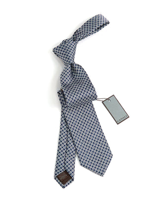 Canali Neat Squares Jacquard Silk Necktie Blue 1 2