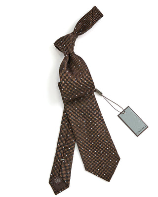 Canali Dots Jacquard Silk Necktie Black  Brown 1