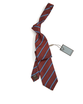 Canali Crepe Stripe Jacquard Silk Necktie Red 1 1