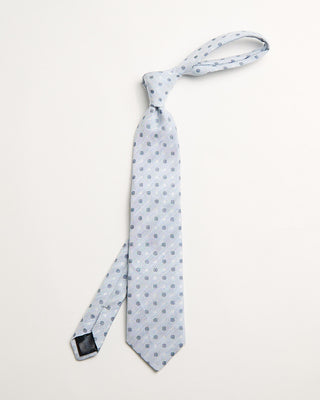 Canali Textured Linen  Silk Neat Jacquard Necktie Light Blue 1 674