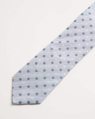 Canali Textured Linen  Silk Neat Jacquard Necktie Light Blue 2 673
