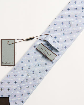 Canali Textured Linen  Silk Neat Jacquard Necktie Light Blue 3 672