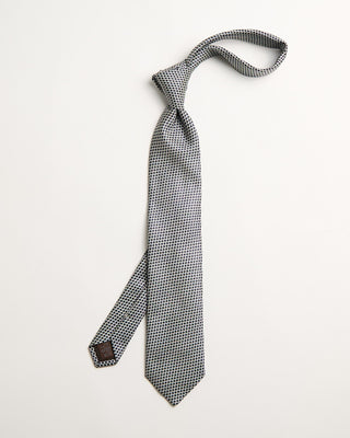 Canali Micro Neat Jacquard Silk Necktie Navy  White 1 788