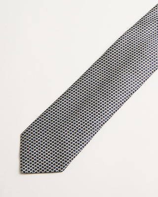 Canali Micro Neat Jacquard Silk Necktie Navy  White 2 787