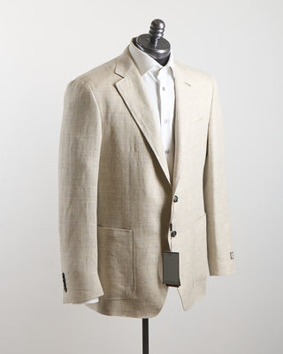 Canali Shadowcheck Linen  Wool Kei Soft Sport Jacket Natural 129