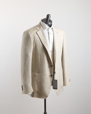Canali Shadowcheck Linen  Wool Kei Soft Sport Jacket Natural 130
