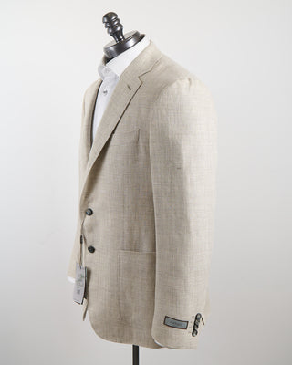 Canali Shadowcheck Linen  Wool Kei Soft Sport Jacket Natural 133