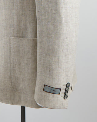 Canali Shadowcheck Linen  Wool Kei Soft Sport Jacket Natural 134