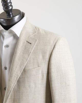 Canali Shadowcheck Linen  Wool Kei Soft Sport Jacket Natural 135