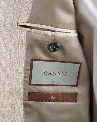 Canali Shadowcheck Linen  Wool Kei Soft Sport Jacket Natural 138