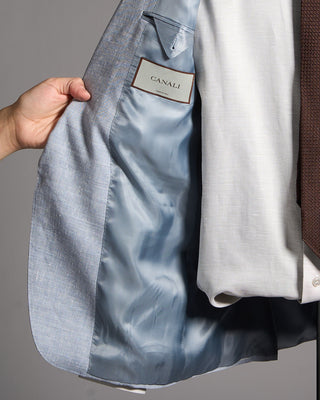 Canali Linen  Wool Elegant Summer Travel Suit Light Blue 7 9158