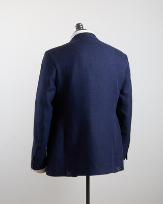 Canali Shadowcheck Linen  Wool Kei Soft Blazer Navy 160