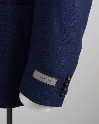 Canali Shadowcheck Linen  Wool Kei Soft Blazer Navy 163