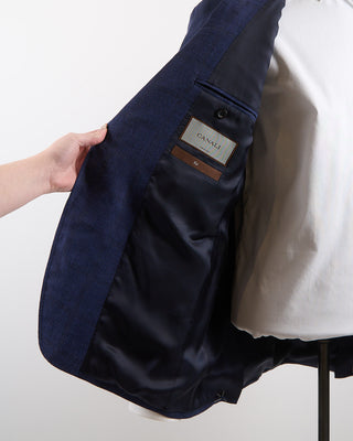 Canali Shadowcheck Linen  Wool Kei Soft Blazer Navy 165